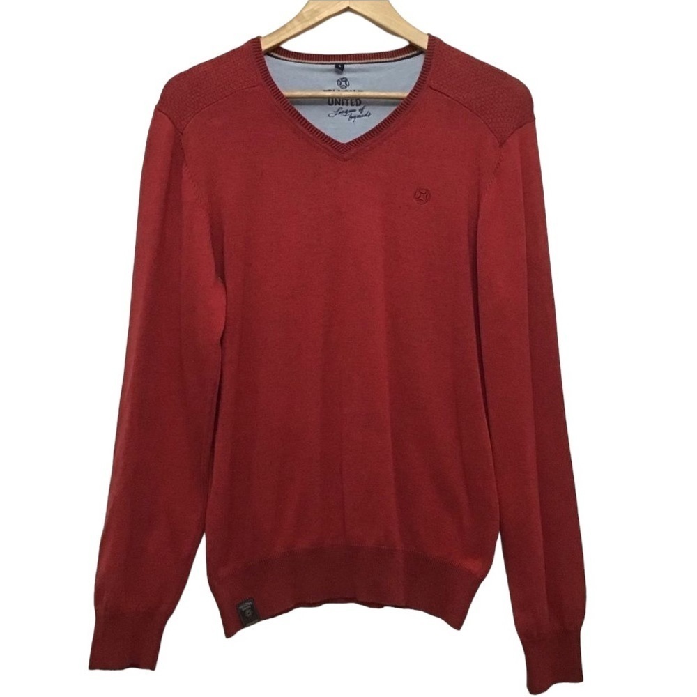 FELLOWS united v-neck 100% cotton knit sweater explore expedition outfitters sm